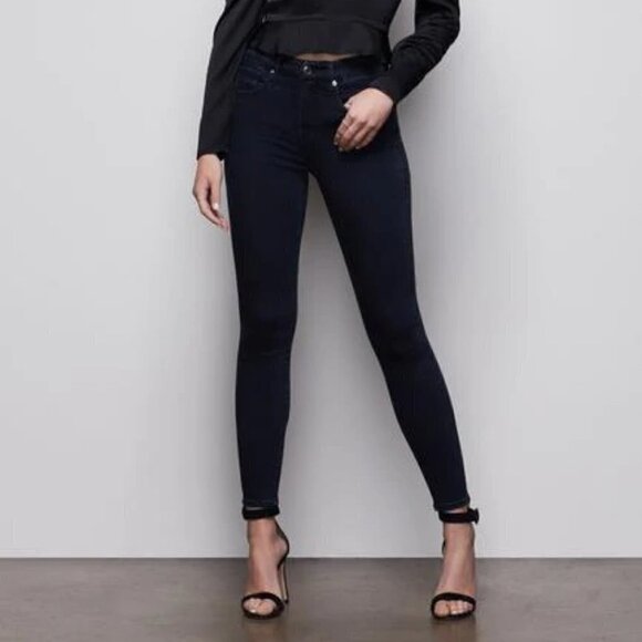 Good American Good Legs Crop high rise skinny jeans denim blue new 00 24 - Picture 1 of 5